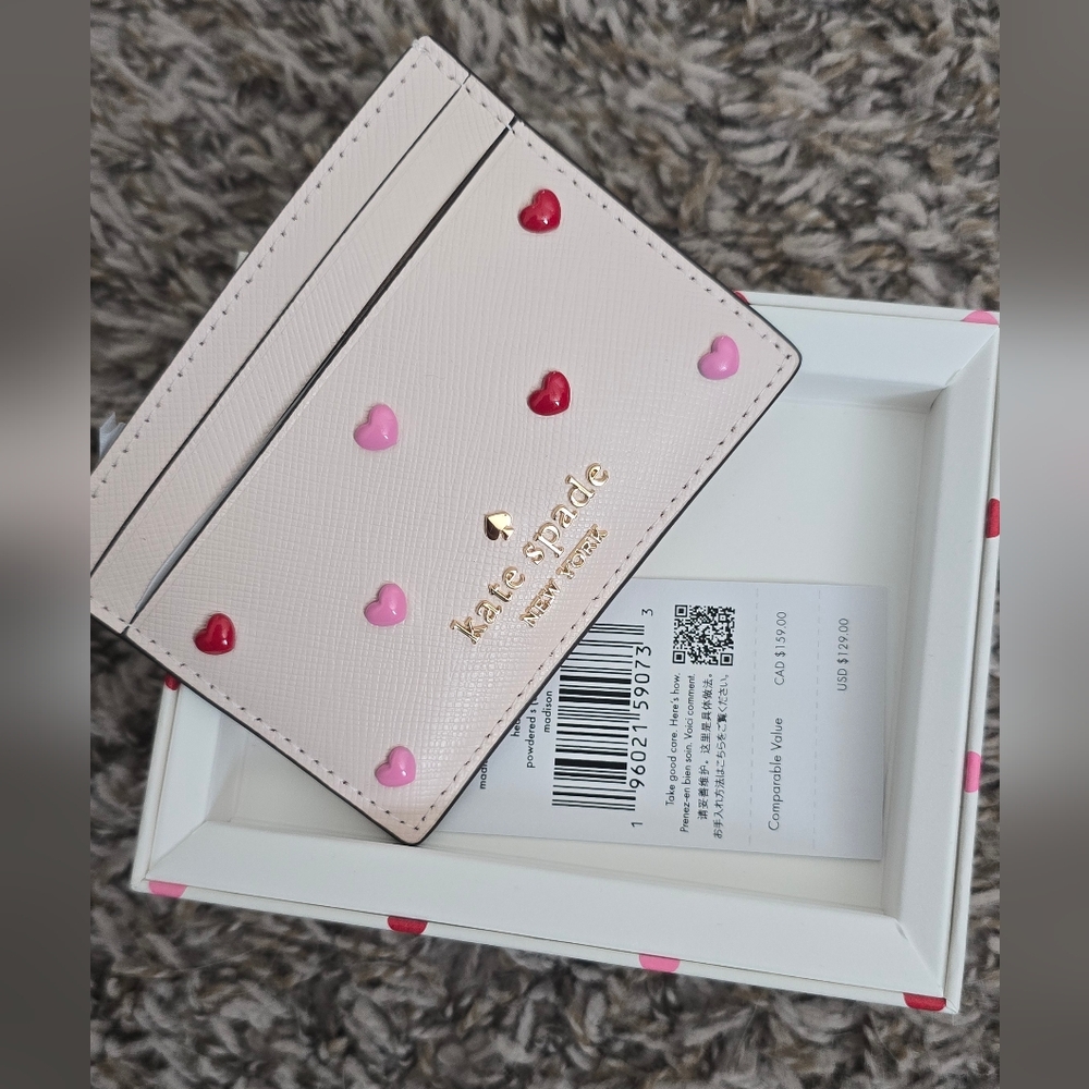Kate Spade Heart Studs Slim Card Holder Limited Edition Sold Out NIB